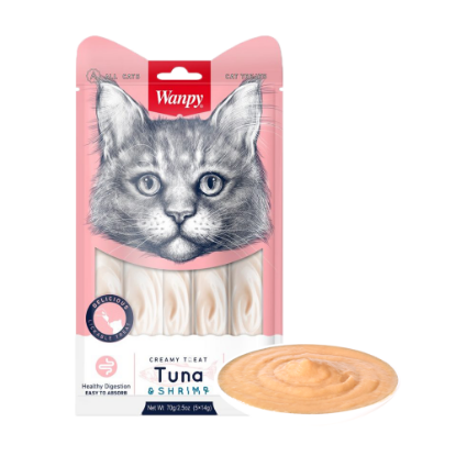 Billede af Wanpy Creamy Lickable Treat - Tuna & Rækju 70g (5x