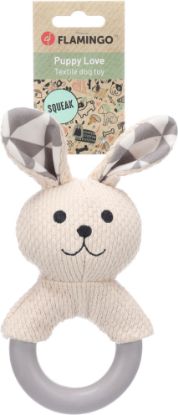 Billede af TOY PUPPY RABBO RABBIT WITH RING WHITE 10x6,5x21,2