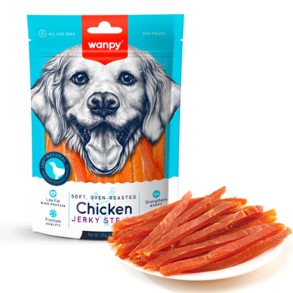 Billede af Wanpy Dog Soft Chicken Jerky Strips 100g