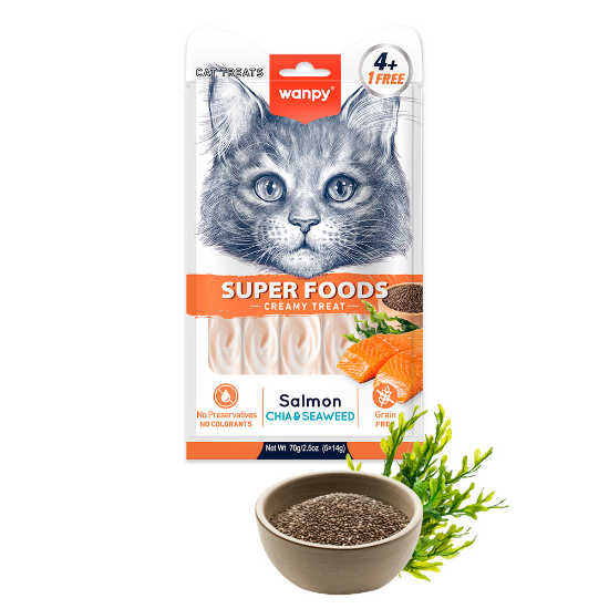 Billede af Wanpy SUPERFOODS Creamy Lickable Salmon with Chia & Seaweed 70g