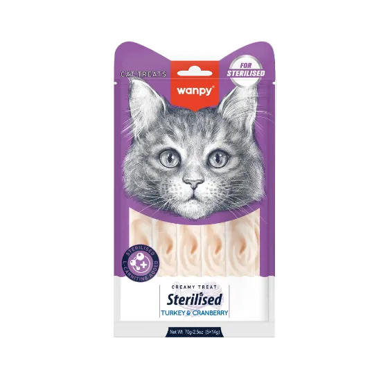 Billede af Wanpy Cat Sterilised Creamy Lickable Turkey & Cranberry 70g