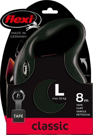Billede af Flexi New Classic, Svart, Tape, L, 8m, Upp til 50kg